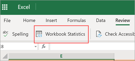 Shows Workbook statistics menu option