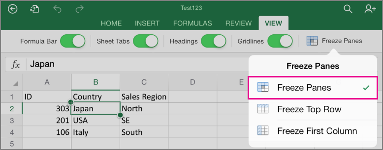 how to freeze frame in excel