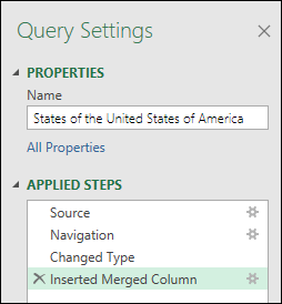 Power Query Combine column from example applied steps window