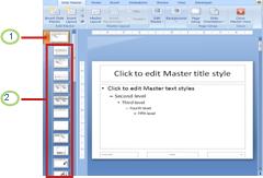 Slide master with associated layouts