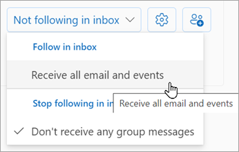 From the drop down list, select Receive all email and events