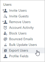 Yammer Export Users menu