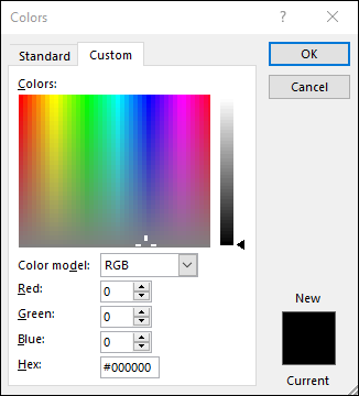 Excel Desktop Custom Color Picker