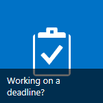 The "Working on a deadline?" tile on the "Get started with your site" web part.