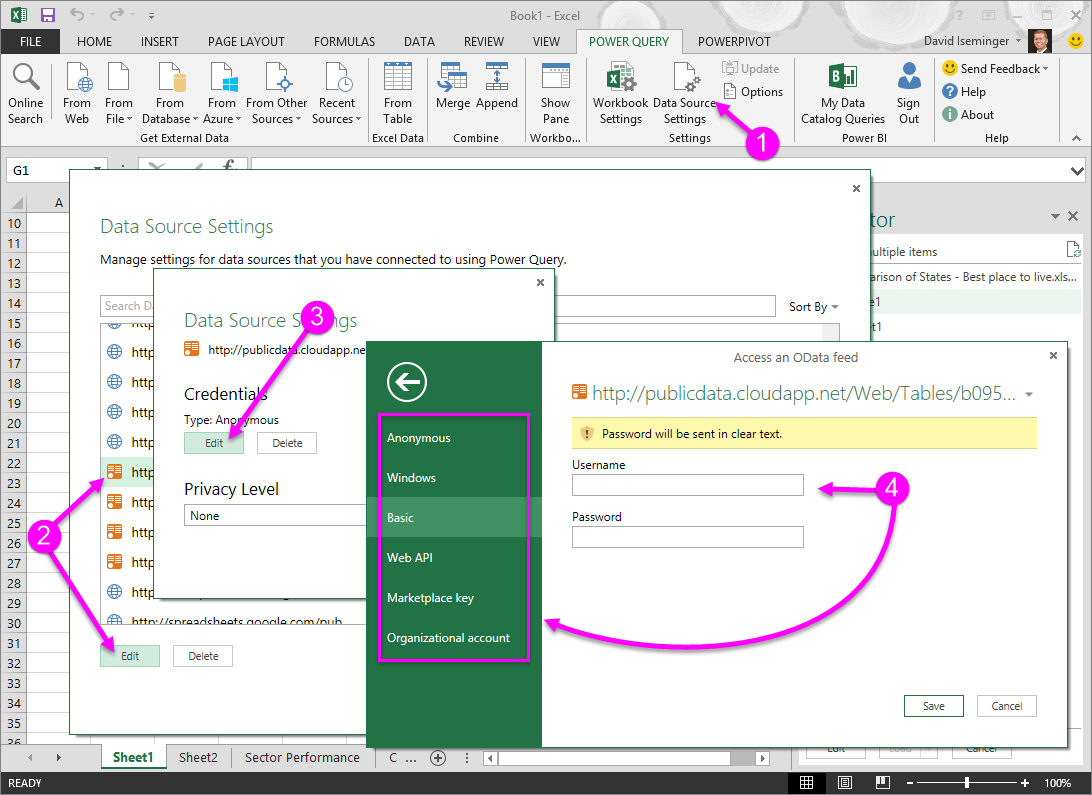 Data Source Settings Power Query Excel