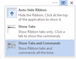 Click Show Tabs and Commands.
