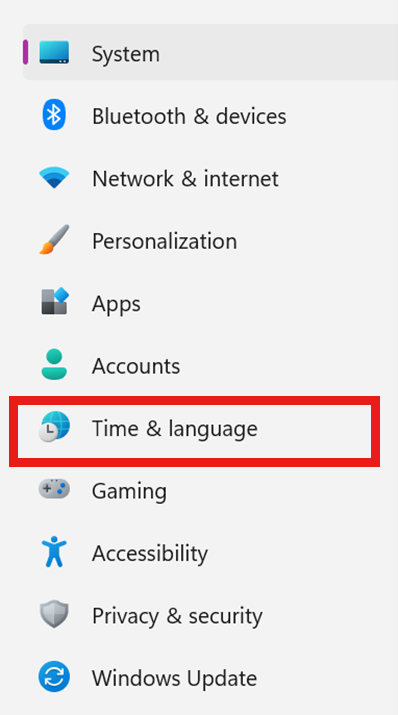 Click "Time & language".