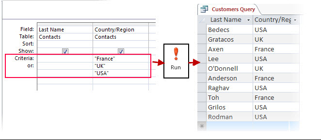 Apply Criteria To A Query Access