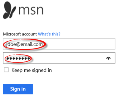 MSN sign in