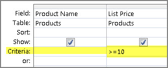 Query designer with criteria