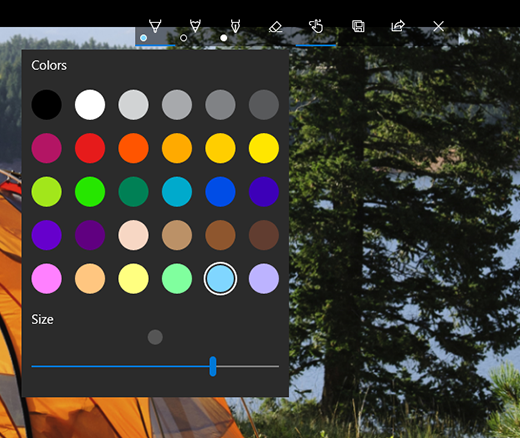 Drawing options in Microsoft Photos app