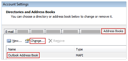 Your address books are displayed on the Address Books tab