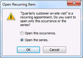 Open Recurring Item dialog box