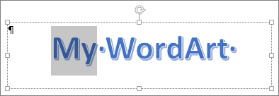 Partially selected WordArt text