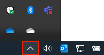 Windows taskbar showing hidden icons