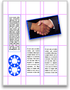 Template document with text boxes and picture