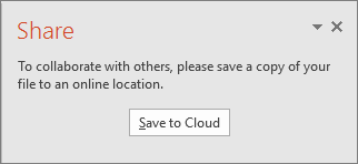 Shows the Share to cloud dialog in PowerPoint