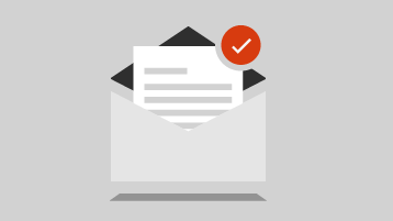 Document in an envelope with a checkmark