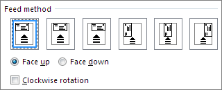 Feed options diagram for feeding envelopes into the printer