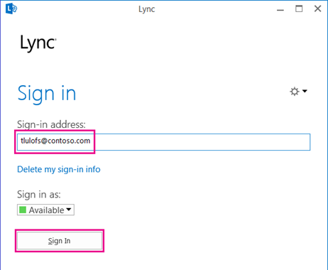 Section of Lync signin window with delete signin info hilited