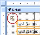 A layout selector on a form in Design view