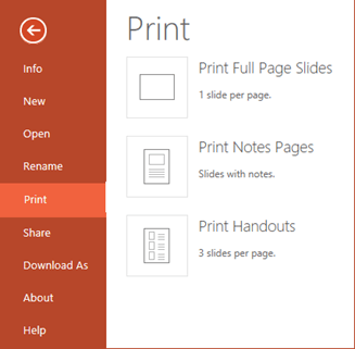Select one of the Print buttons