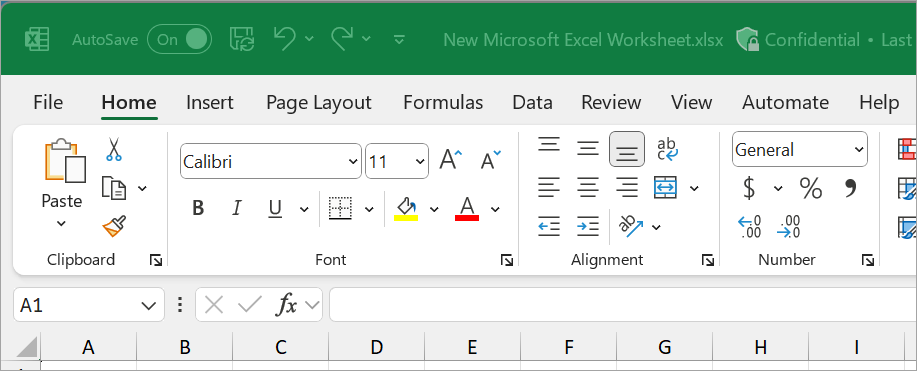 Nuovo file Excel