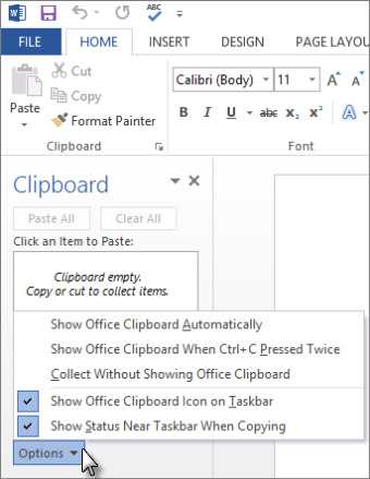 Things you can do to the Office Clipboard task pane