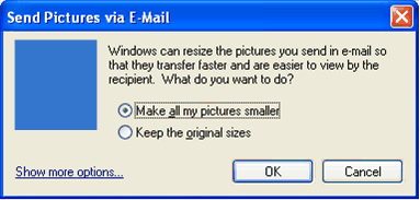 Send Pictures bia E-mail dialog box