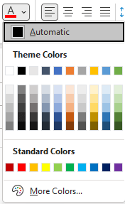 Font color menu in Outlook.