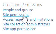 Users and permissions menu item