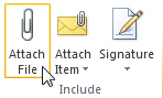 Attach File command on the ribbon