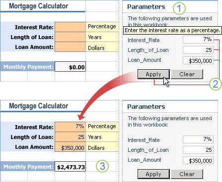 Using the Parameter Task Pane