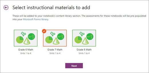 Choose instructional materials to add.