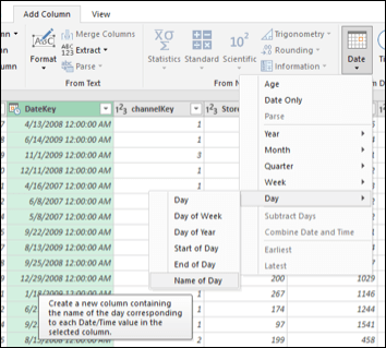 Power Query - Extract Week, Day or Month name from a Date/Time column from the Query Editor