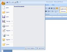 Microsoft Office Button with menu open
