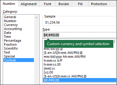 TEXT function - Custom currency with symbol