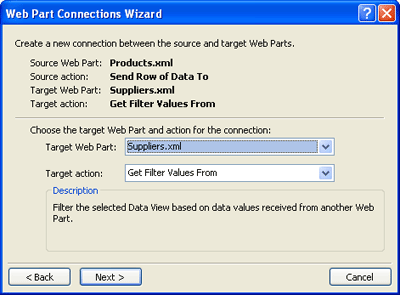 Page in the Web Part Connections Wizard