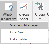 Get to the Scenario Manager from Data > Forecast ? What-If Analysis