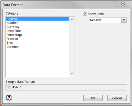 The Data Format dialog box