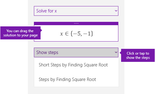 The Show Steps button in the Math task pane