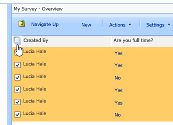 In the Site Manager screen, with Survey selected, click the Select All icon.