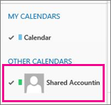 Outlook Web App with a shared mailbox calendar selected