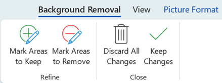 The background removal options let you mark specific areas of an image to keep or remove.