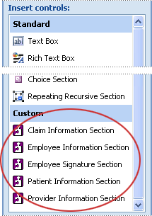 Template parts appearing in Controls task pane