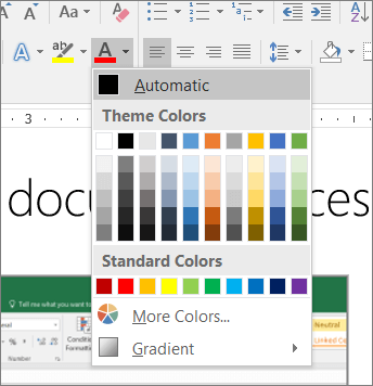 Screenshot of the Automatic color setting for fonts