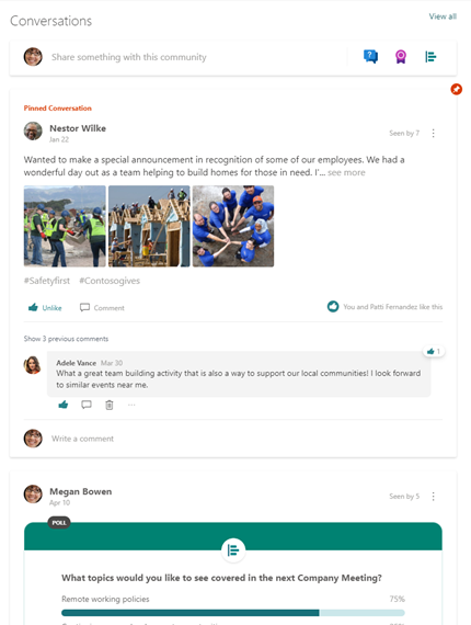 Conversations web part experience - (the new Yammer experience)