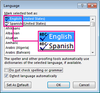 how to make microsoft word spell check in french