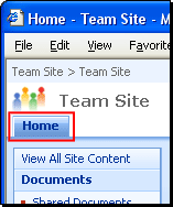 Top link bar with home page link