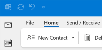 Screenshot of New Contact on ribbon of classic Outlook